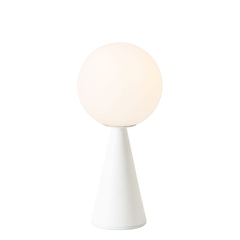 Luminaire - Lampes de table - Lampe de table Bilia Mini métal verre blanc / H 26 cm - By Gio Ponti (1932) - Fontana Arte - Blanc - Métal, Verre soufflé satiné