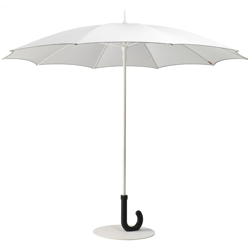 Jardin - Parasols - Parasol Gulliver métal tissu blanc / Ø 295 cm - Symo - Blanc / Noir - Acier laqué, Aluminium, Polyester