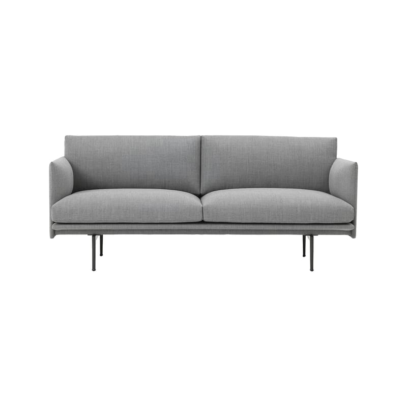 Furniture - Sofas - / L 170 cm - Tissu Straight sofa textile grey / L 170 cm - Fabric - Muuto - Light grey (Fiord fabric) - Fabric, Lacquered aluminium