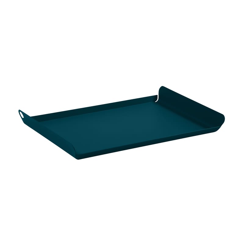 Tisch und Küche - Tabletts und Servierplatten - Tablett Alto metall blau / Stahl - 36 x H 23 cm - Fermob - Acapulcoblau - Stahl, verzinkt