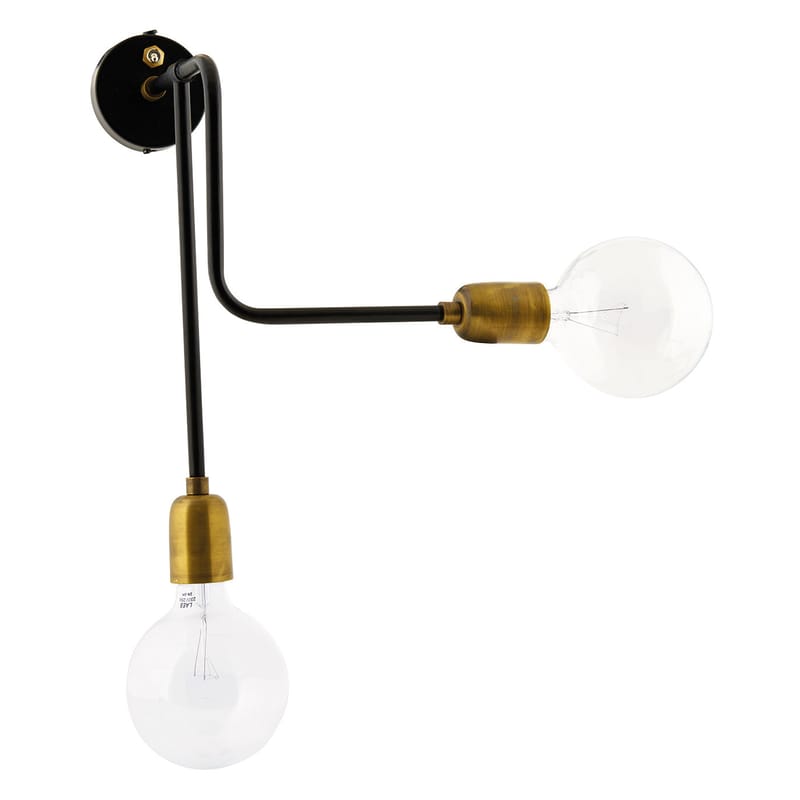 Lighting - Wall Lights - Molecular Wall light with plug metal black gold Power plug - House Doctor - Black structure / Brass sockets - Brushed brass, Lacquered iron