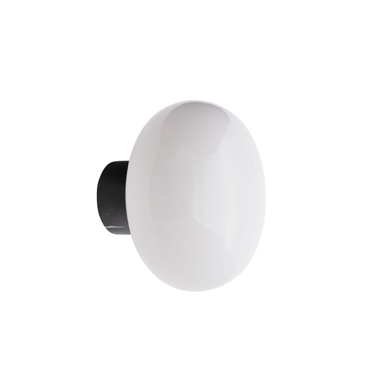 Luminaire - Appliques - Applique salle de bains Karl-Johan Bathroom verre blanc / IP44 - Base marbre - NEW WORKS - Blanc / Marbre noir - Marbre, Verre