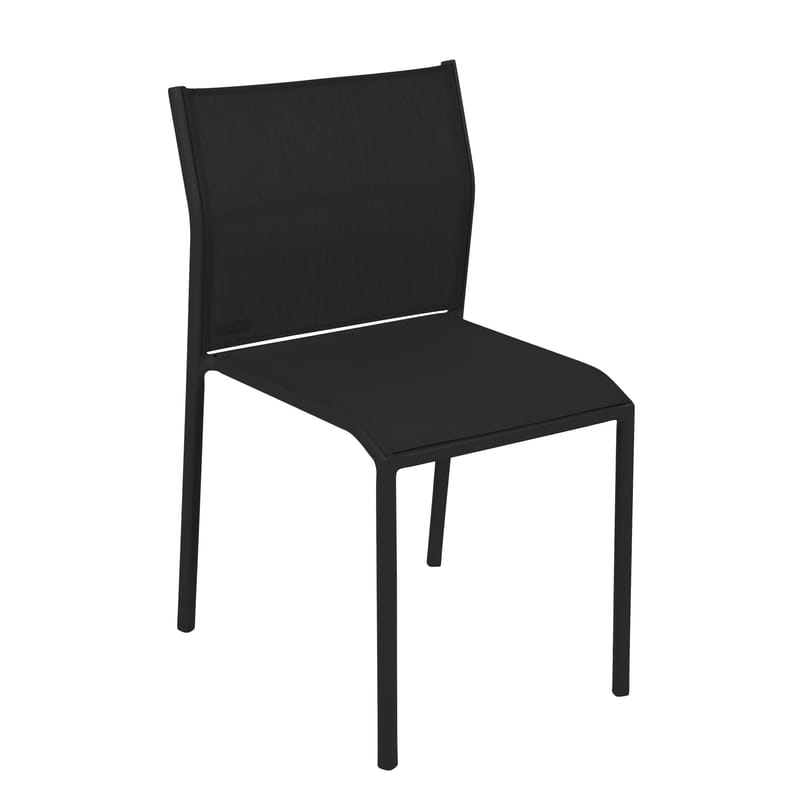 Mobilier - Chaises, fauteuils de salle à manger - Chaise empilable Cadiz tissu noir - Fermob - Réglisse - Aluminium laqué, Toile Batyline®