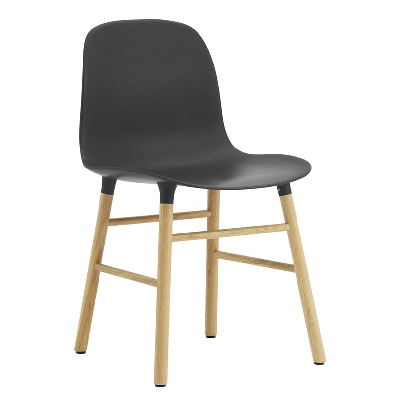 Mobilier - Chaises, fauteuils de salle à manger - Chaise Form plastique noir bois naturel / Pied chêne - Normann Copenhagen - Noir / chêne - Chêne, Polypropylène