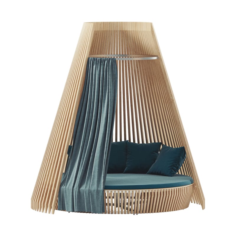 Décoration - Coussins - Coussin  tissu bleu / Matelas Ø 270 cm - Pour canapé rond Hut - Ethimo - Bleu Charron (acrylique) - Tissu acrylique