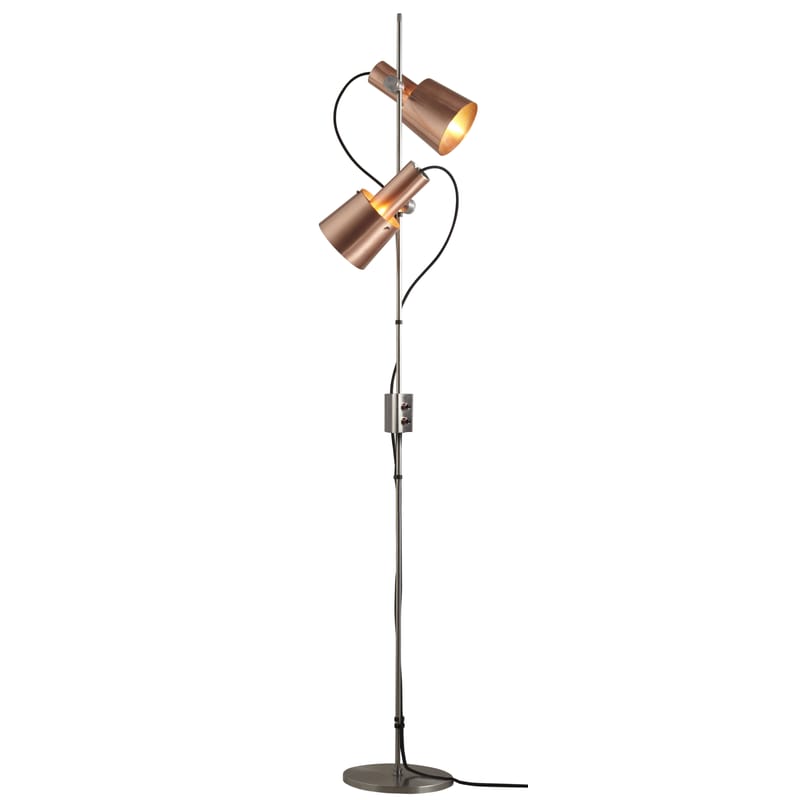 Lighting - Floor lamps - Chester Floor lamp copper metal H 140 cm - 2 adjustable shades - Original BTC - Copper / Steel leg - Satined copper, Stainless steel