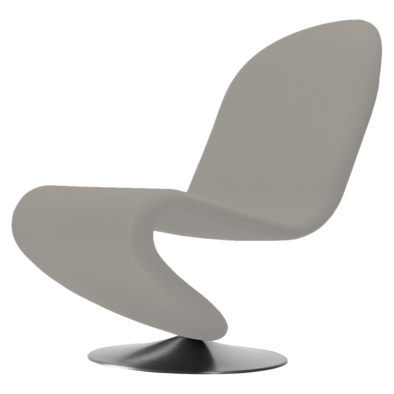 Furniture - Armchairs - 123 Low armchair textile grey beige Panton 1973 - Web exclusivity - Verpan - Mole - Brushed aluminium, Rubber foam, Wool