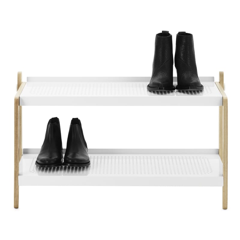 Mobilier - Meubles de rangement - Meuble à chaussures Sko métal blanc - Normann Copenhagen - Blanc - Acier peint, Frêne