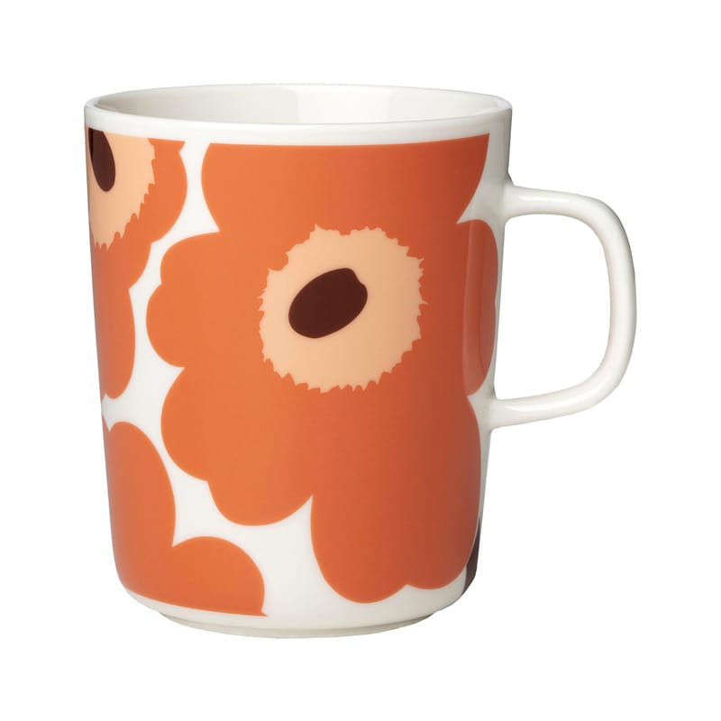 Table et cuisine - Tasses et mugs - Mug Unikko céramique orange / 25 cl - Marimekko - Unikko / Abricot - Grès
