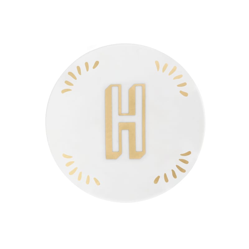 Tableware - Plates - Lettering Petit fours plates ceramic white gold Ø 12 cm / Letter H - Bitossi Home - Letter H / Gold - China