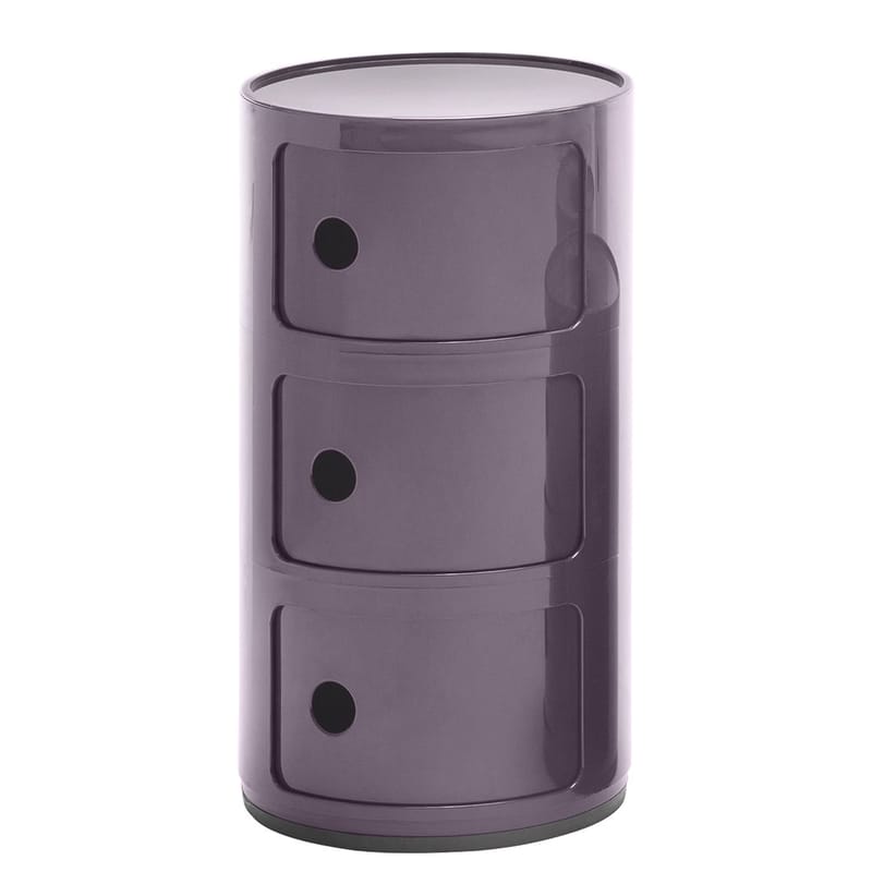 Mobilier - Mobilier Kids - Rangement Componibili plastique violet / 3 tiroirs - H 58 cm - Anna Castelli Ferrieri, 1968 - Kartell - Violet - ABS