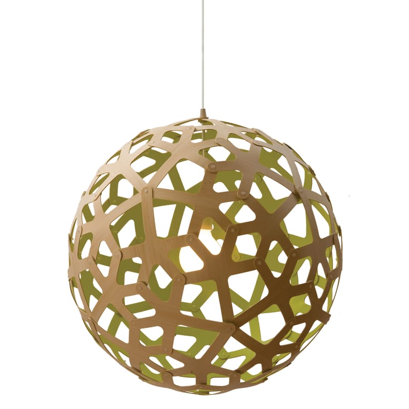 Luminaire - Suspensions - Suspension Coral vert bois naturel / Ø 60 cm - Bicolore - David Trubridge - Vert citron / bambou naturel - Bambou