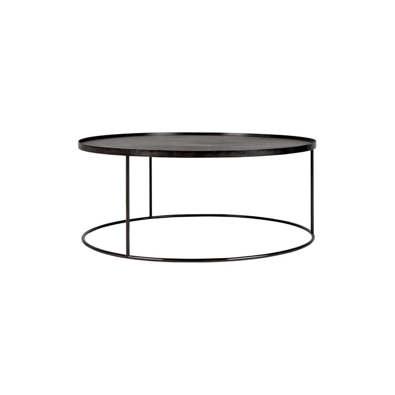 Mobilier - Tables basses - Table basse  bois noir / Ø 93 x H 38 cm - Ethnicraft - Noir - Contreplaqué teinté, Métal