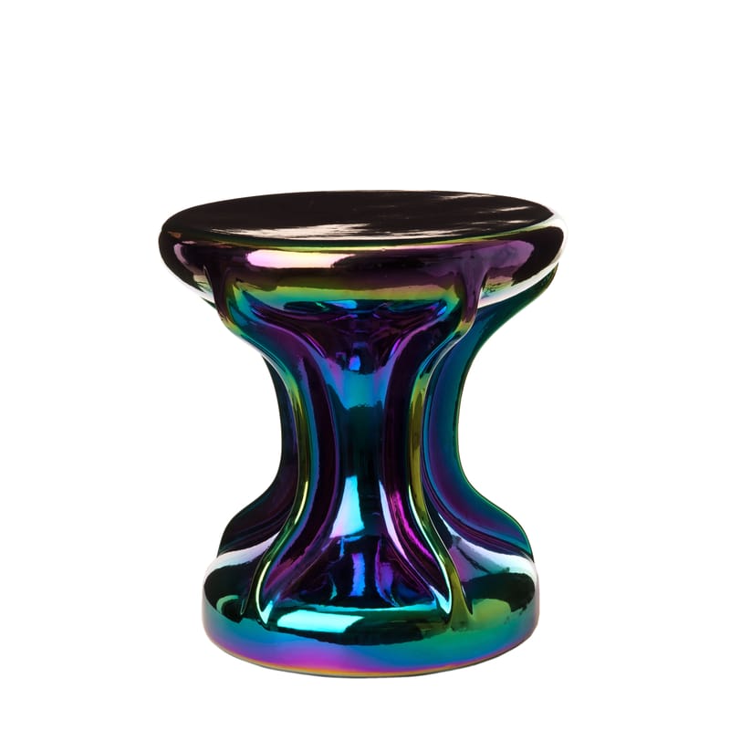 Mobilier - Tables basses - Table d\'appoint Oily céramique multicolore métal / iridescente - Ø 39 x H 41 cm - Pols Potten - Iridescent - Grès émaillé