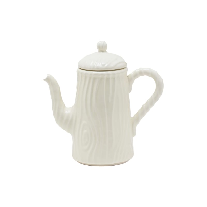 Table et cuisine - Théières et bouilloires - Théière Wood Ware céramique blanc / H 25 cm - Porcelaine striée effet bois - Seletti - Blanc - Porcelaine