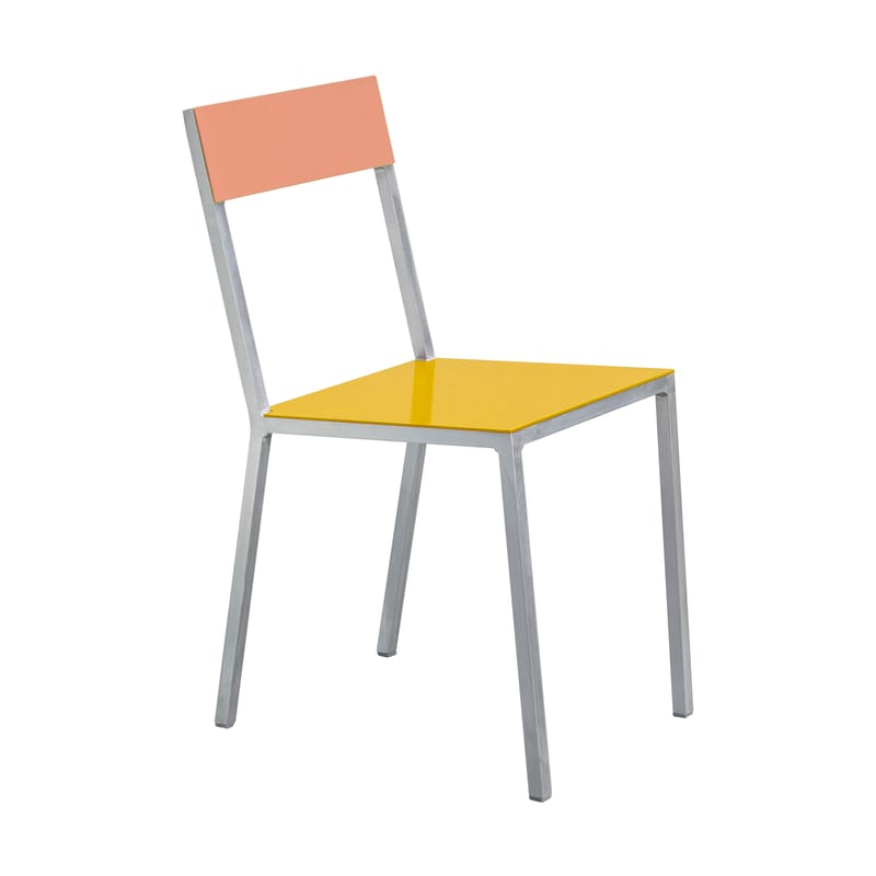 Mobilier - Chaises, fauteuils de salle à manger - Chaise Alu Chair métal rose jaune / Aluminium - valerie objects - Assise jaune / Dossier rose - Aluminium