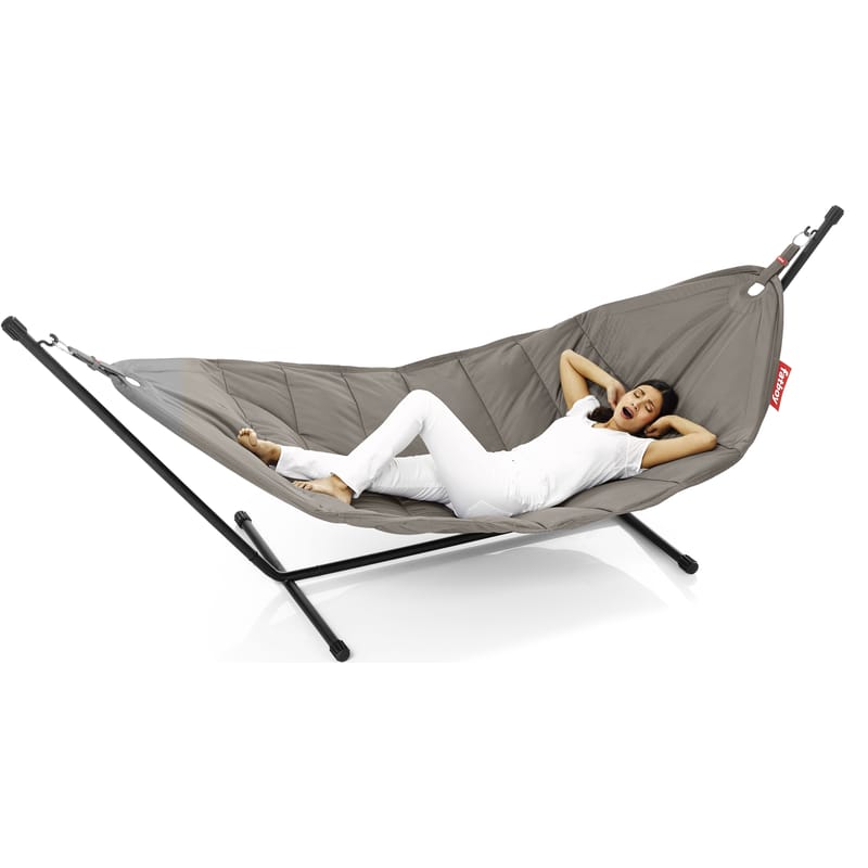 Outdoor - Sun Loungers & Hammocks - Headdemock Hammock with stand metal textile brown grey - Fatboy - Taupe - Polyester, Steel