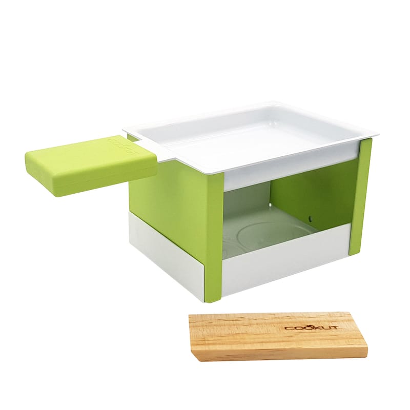 Tisch und Küche - Küchenutensilien - Set Yeti metall grün / für Raclette - für 1 Person - Cookut - Grün - Beschichteter Antihaftstahl, Holz, Nylon