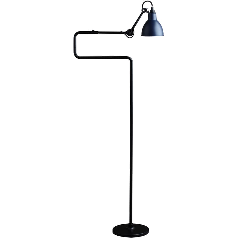 Lighting - Floor lamps - N°411 Small reading lamp - H 138 cm by DCW éditions - Lampes Gras - Blue diffuser / Black structure - Steel