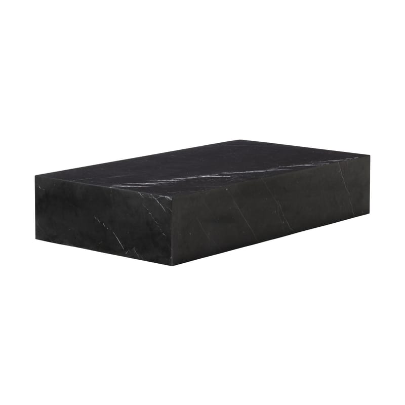 Mobilier - Tables basses - Table basse Plinth Grand pierre noir / Marbre - 137 x 76 cm x H 28 cm - Audo Copenhagen - Marbre Marquina (noir) - Bois d\'acacia, Marbre