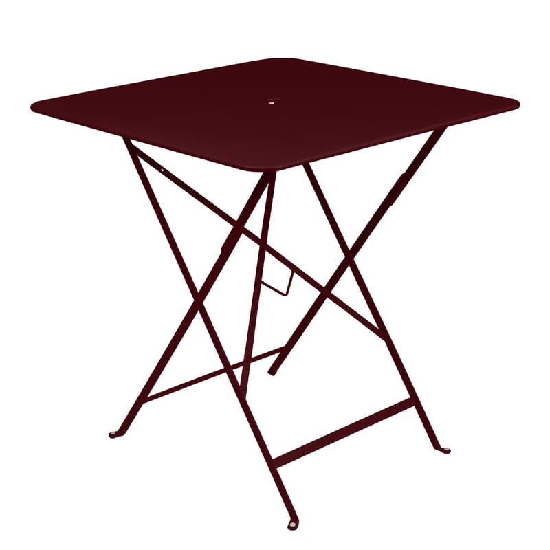 Jardin - Tables de jardin - Table pliante Bistro + métal violet / 71 x 71 cm - Trou pour parasol / Usage intensif - Fermob - Cerise noire - Acier laqué