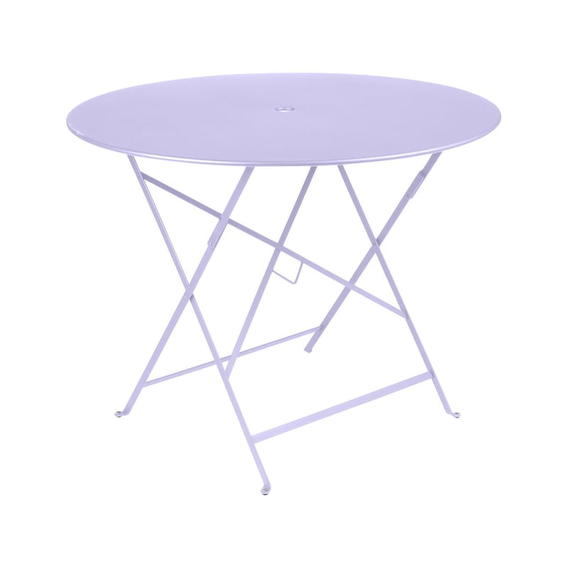 Jardin - Tables de jardin - Table pliante Bistro métal violet / Ø 96 cm - 5 personnes / Trou parasol - Fermob - Guimauve - Acier laqué
