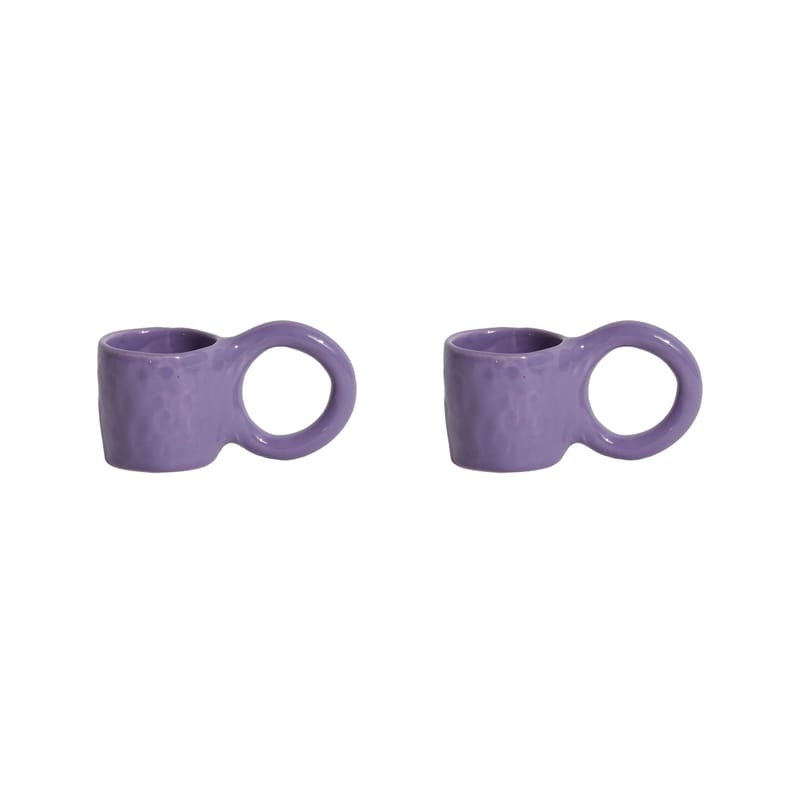 Table et cuisine - Tasses et mugs - Tasse à espresso Donut Small céramique violet / Ø  6 x H 5,5 cm - Lot de 2 - Petite Friture - Myrtille - Faïence émaillée