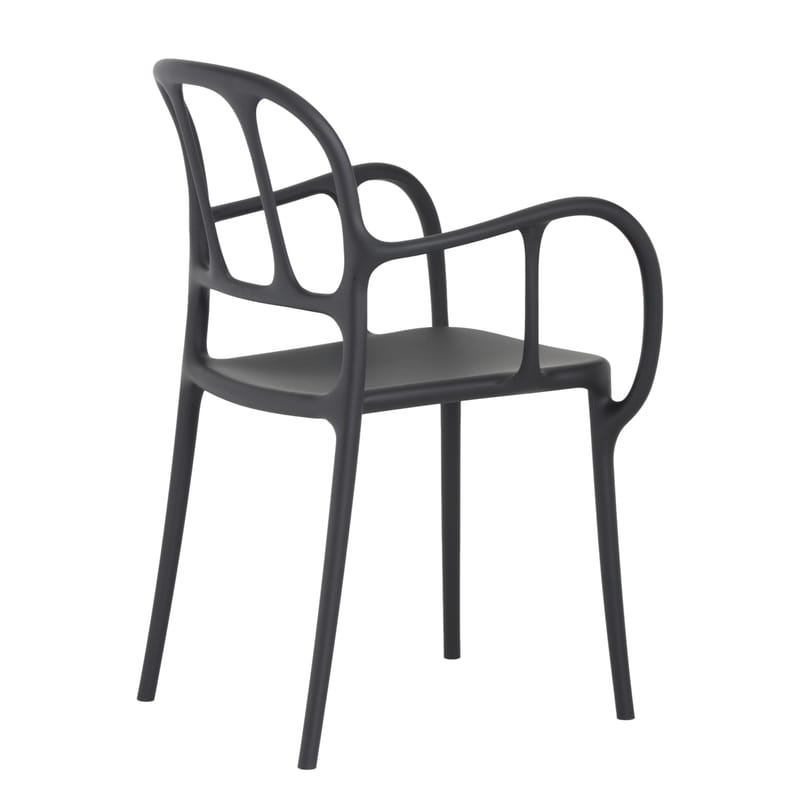 Mobilier - Chaises, fauteuils de salle à manger - Fauteuil empilable Milà plastique noir / Jaime Hayón, 2016 - Magis - Noir - Polypropylène