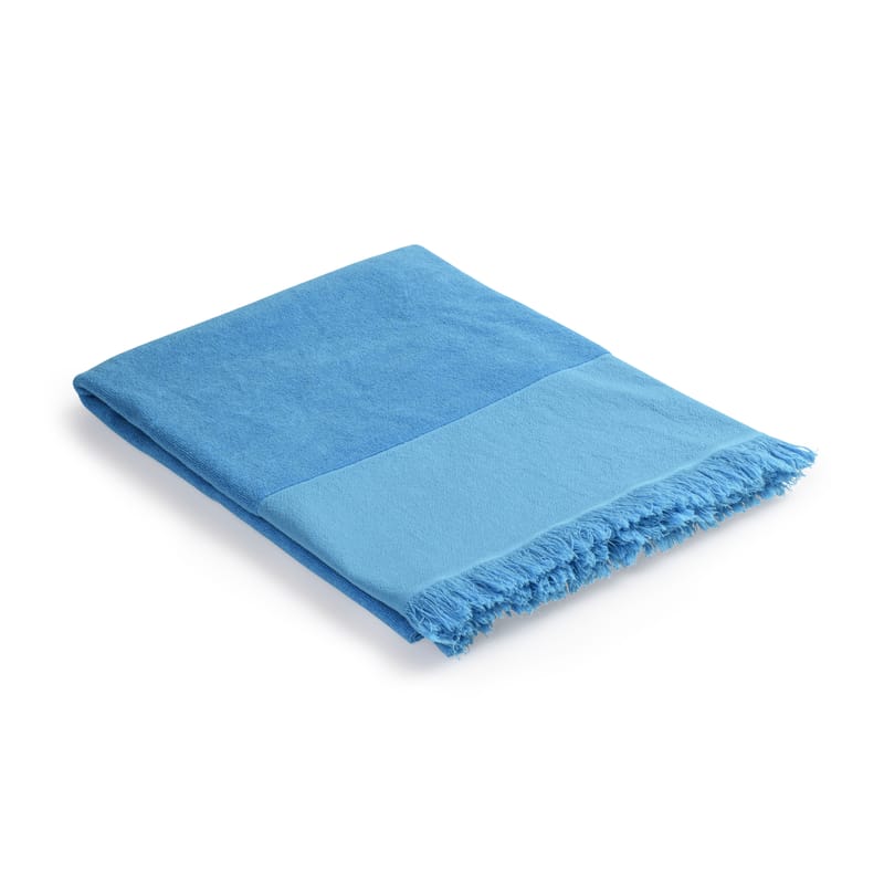 Décoration - Textile - Fouta  tissu bleu /  Serviette de bain - 93x 165 cm - Coton - Au Printemps Paris - Bleu - Coton