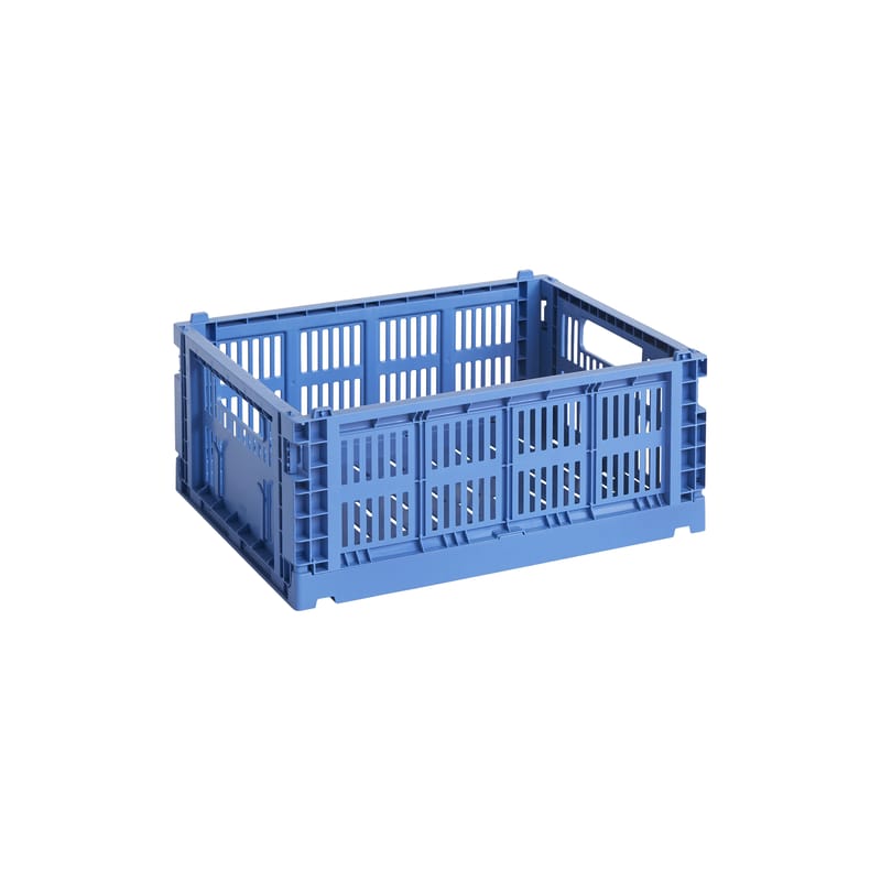 Décoration - Pour les enfants - Panier Colour Crate plastique bleu Medium / 26,5 x 34,5 cm - Recyclé - Hay - Bleu électrique - Polypropylène recyclé