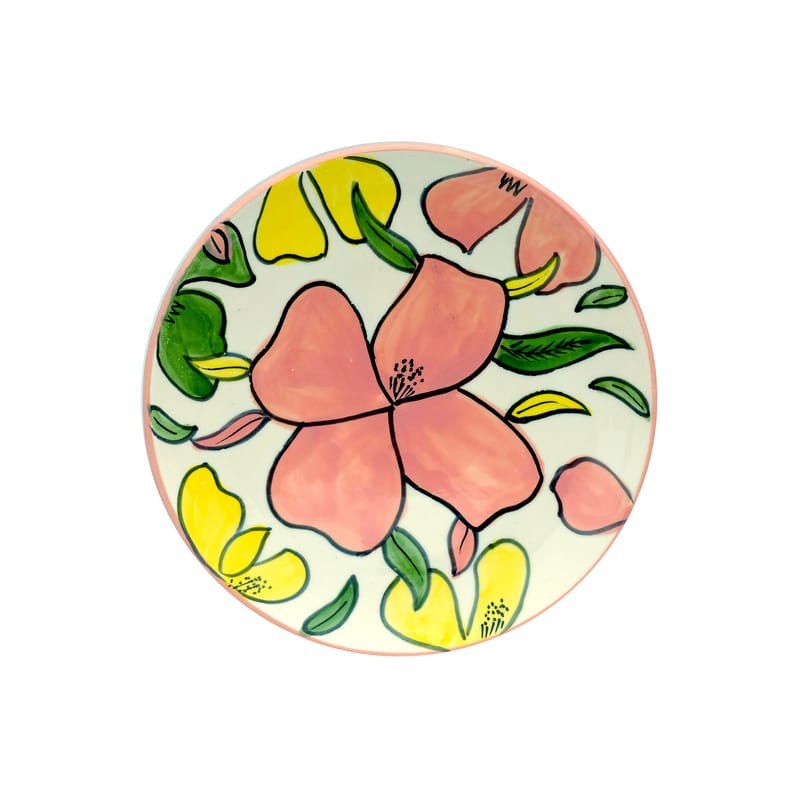 Tavola - Piatti  - Piatto da dessert Flower ceramica multicolore / Ø 22 cm - Realizzato a mano - POPUS EDITIONS - Ø 22 cm / Multicolore - Ceramica
