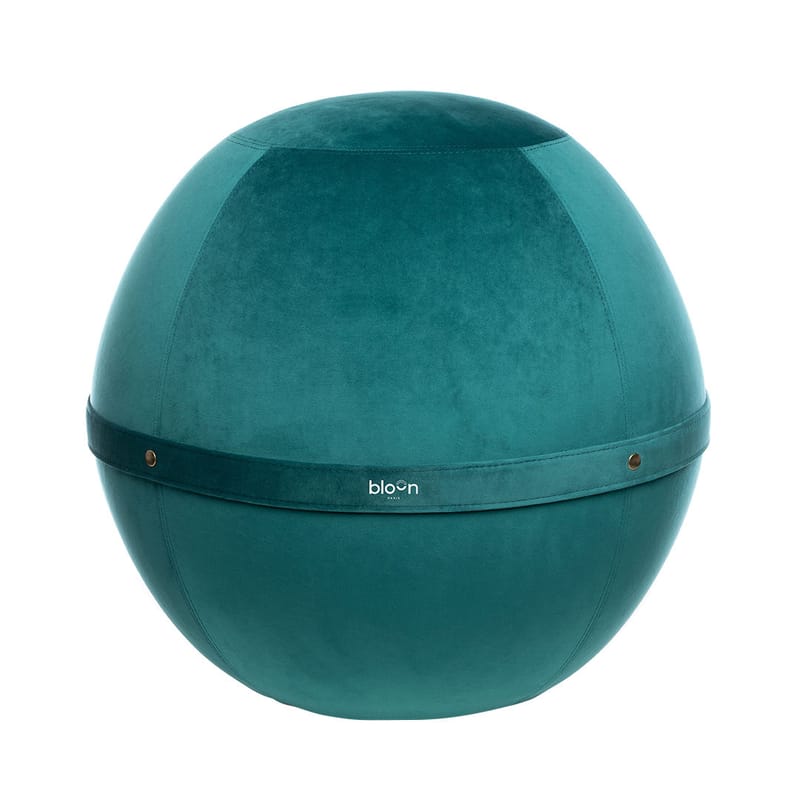Mobilier - Poufs - Pouf Ballon Velvet XL tissu bleu / Siège ergonomique - Velours - Ø 65 cm - BLOON PARIS - Saphir - PVC, Velours