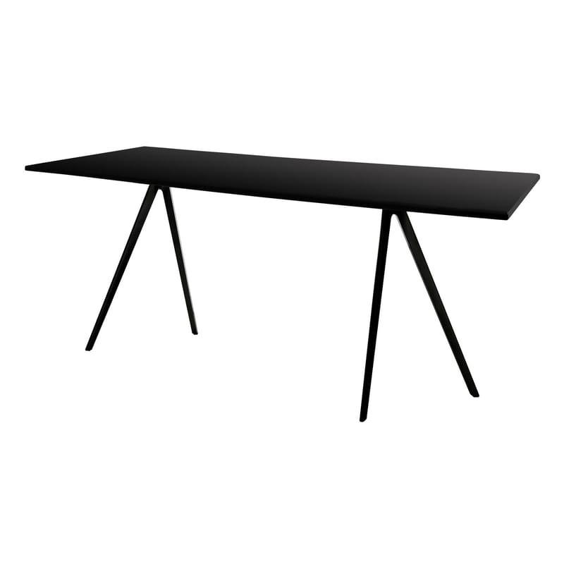 Möbel - Tische - rechteckiger Tisch Baguette holz schwarz 205 x 85 cm - Tischplatte aus MDF - Magis - Tischbeine schwarz - Tischplatte MDF schwarz - lackierte Holzfaserplatte, Lackierter Aluminiumguss