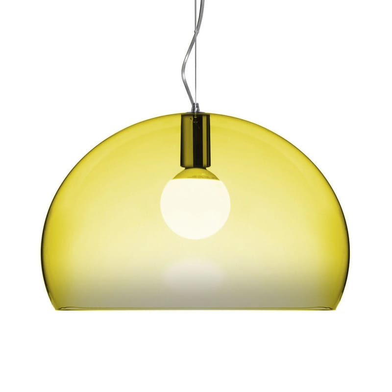 Luminaire - Suspensions - Suspension FL/Y Small plastique jaune / Ø 38 cm - Kartell - Jaune - PMMA teinté dans la masse