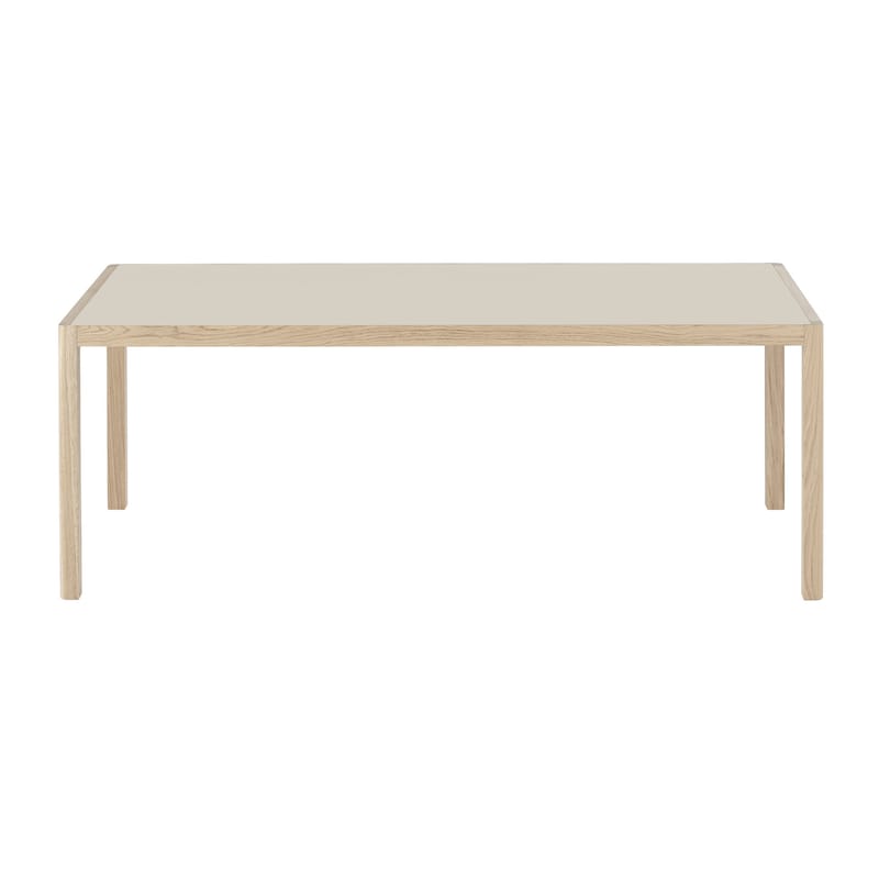 Mobilier - Tables - Table rectangulaire Workshop plastique bois gris / Linoleum - 200 x 92 cm - Muuto - Linoleum gris / Pieds chêne - Chêne massif, Linoléum