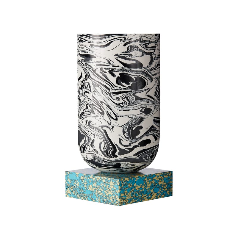 Décoration - Vases - Vase Swirl Medium plastique matériau composite multicolore / 14,5 x 14,5 x H 24,5 cm - Effet marbre - Tom Dixon - Ø 14,5 x H 24,5 cm - Poudre de marbre recyclée, Résine
