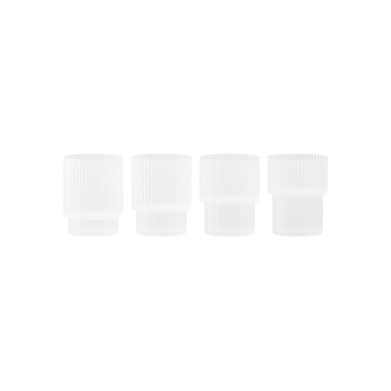 Table et cuisine - Verres  - Verre à liqueur Ripple Small verre blanc / Set de 4 - Ø 5 x H 6 cm (6 cl) - Ferm Living - Givré - Verre soufflé bouche