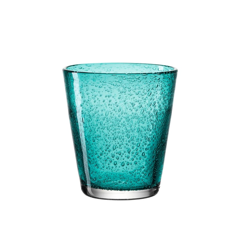 Table et cuisine - Verres  - Verre Burano verre bleu / Bullé - 330 ml - Leonardo - Turquoise - Verre bullé soufflé bouche