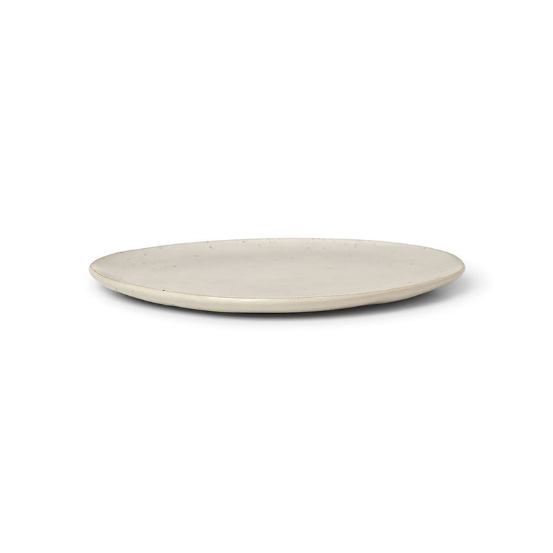 Table et cuisine - Assiettes - Assiette à dessert Flow céramique blanc / Ø 22 cm - Ferm Living - Blanc cassé moucheté - Porcelaine émaillée