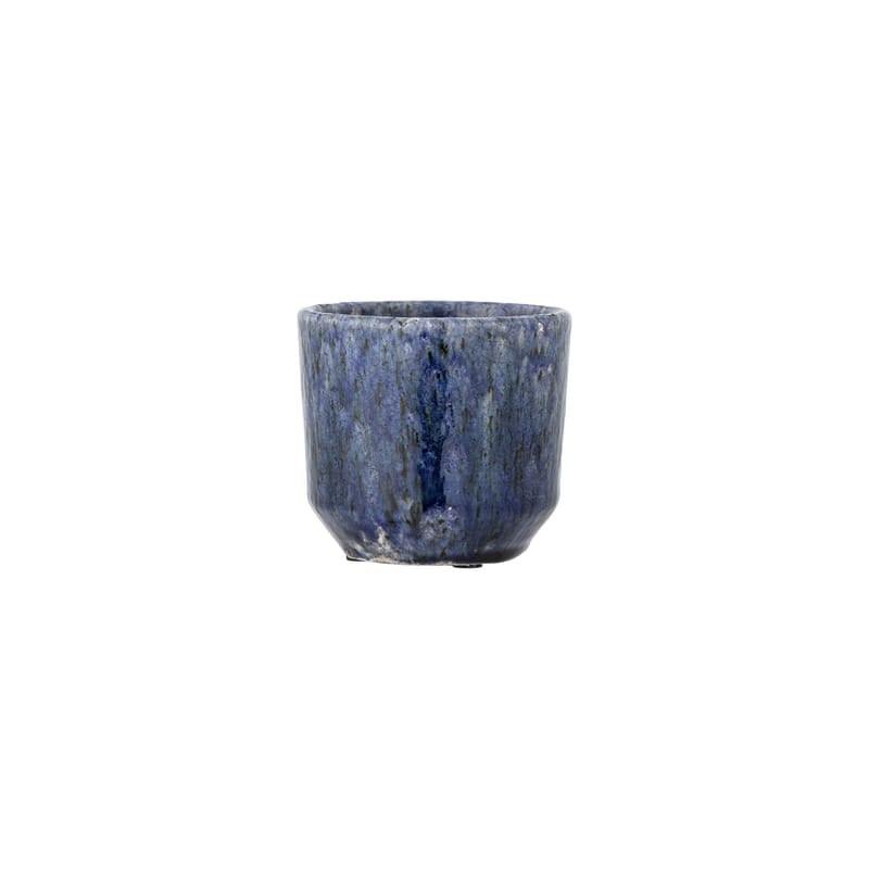 Décoration - Pots et plantes - Cache-pot Nilay céramique bleu / Ø 13 x H 12 cm - Bloomingville - Bleu - Terre cuite émaillée