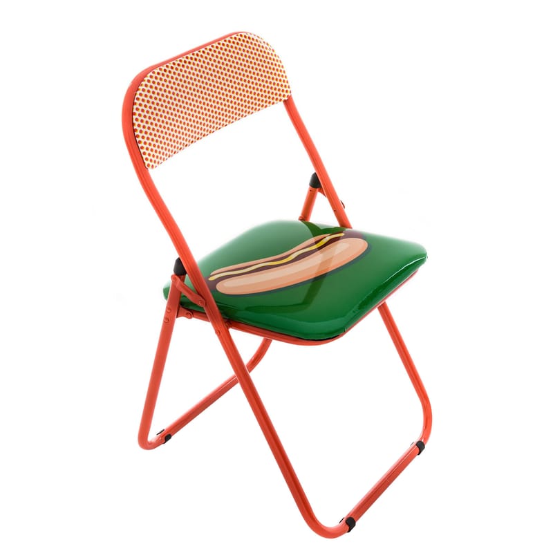 Mobilier - Chaises, fauteuils de salle à manger - Chaise pliante Hot-dog plastique multicolore / rembourrée - Seletti - Hot-dog - Métal, Mousse, PVC