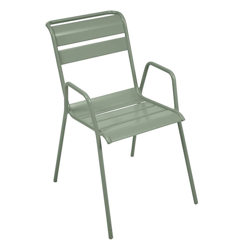 Mobilier - Chaises, fauteuils de salle à manger - Fauteuil bridge empilable Monceau métal vert / L 52 cm - Fermob - Cactus - Acier peint