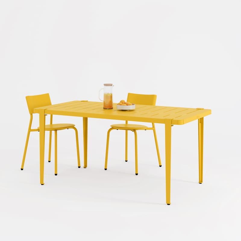 Yellow metal outdoor deals table