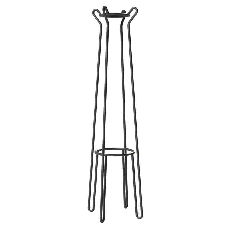 Furniture - Coat Racks & Pegs - Huggy Standing coat rack - H 178 cm by Maiori - Graphite grey - Lacquered aluminium