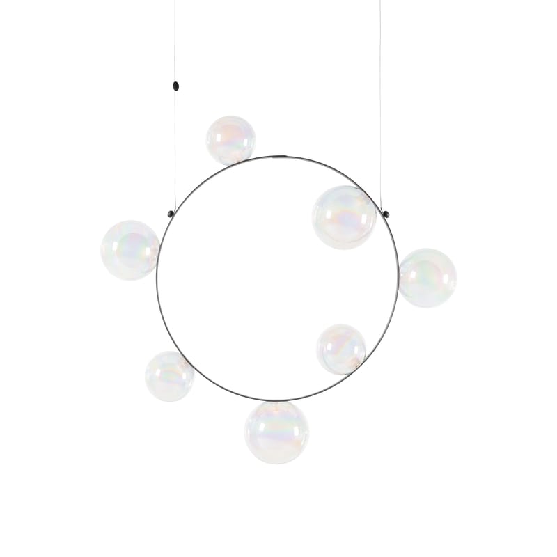 Luminaire - Suspensions - Suspension Hubble Bubble 7 verre blanc / LED - Ø 73 cm / Verre irisé - Moooi - Verre irisé (transparent) - Métal, Verre soufflé