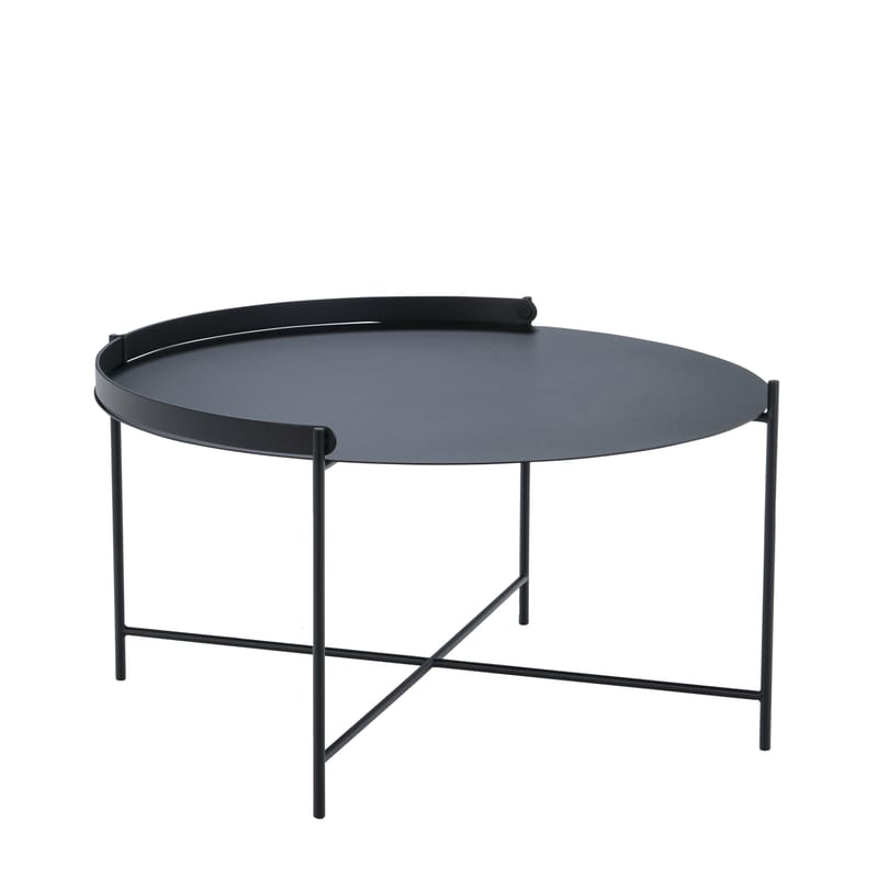 Mobilier - Tables basses - Table basse Edge métal noir / Poignée rabattable - Ø 76 x H 40 cm - Houe - Noir - Métal thermolaqué