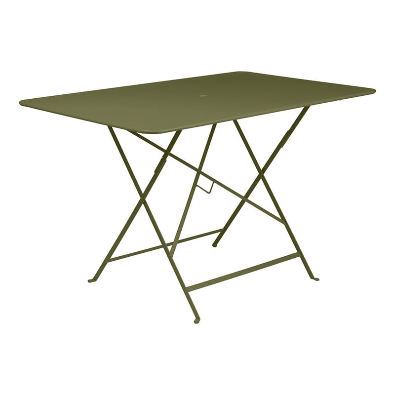 Jardin - Tables de jardin - Table pliante Bistro métal vert / 117 x 77 cm - 6 personnes - Trou parasol - Fermob - Pesto - Acier laqué