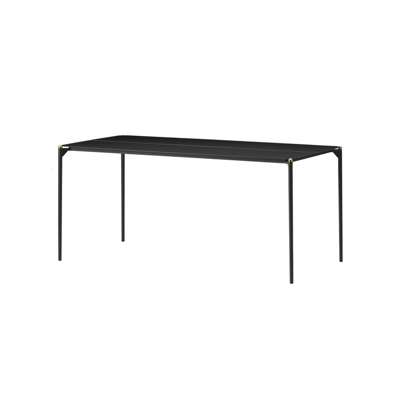 Jardin - Tables de jardin - Table rectangulaire Novo métal noir / 160 x 80 cm - AYTM - Noir & or - Acier revêtement poudre, Aluminium revêtement poudre