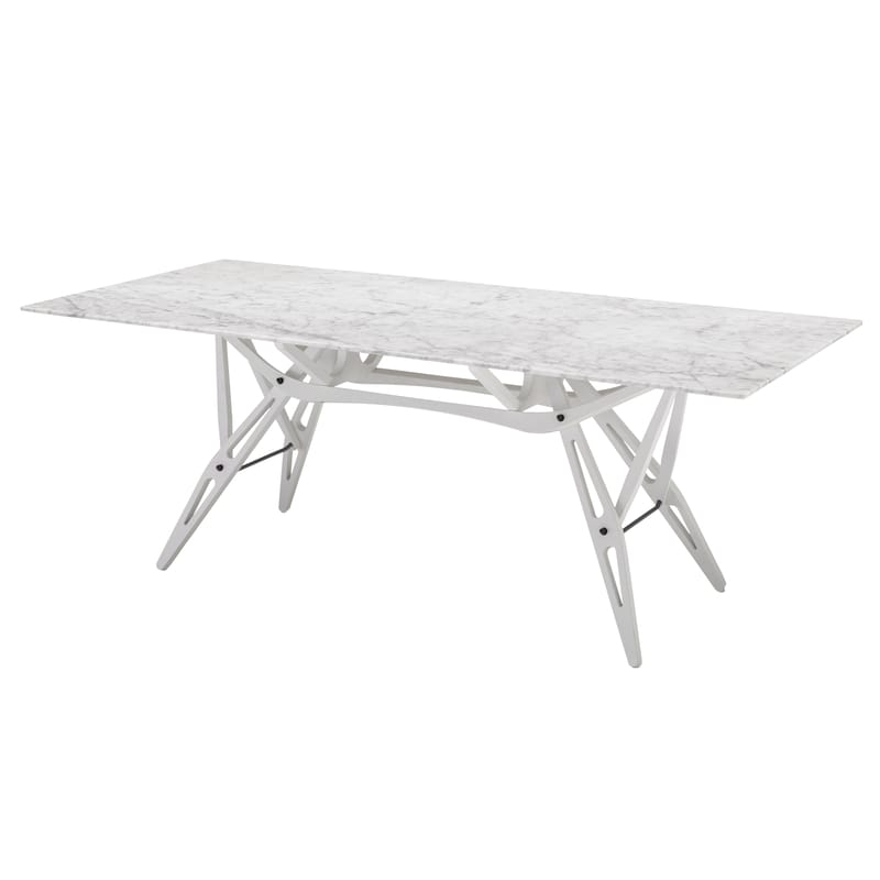 Mobilier - Tables - Table rectangulaire Reale pierre blanc / Marbre - 90 x 200 cm - Zanotta - Chêne teinté blanc / Plateau marbre - Chêne, Marbre