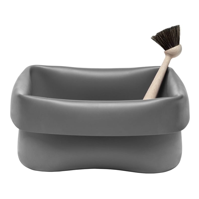Tisch und Küche - Einfach praktisch - Wanne Washing-up Bowl plastikmaterial grau aus Gummimaterial / mit Bürste - Normann Copenhagen - Grau - Buchenfurnier, Kautschuk